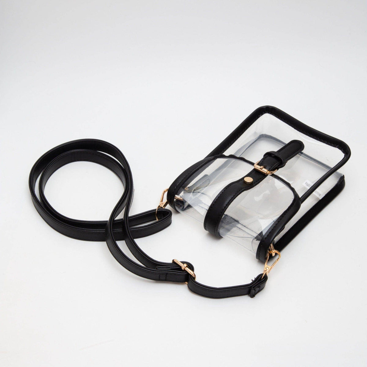 Game Day Clear Buckle Strap Mini Crossbody Bag Purse : Gold