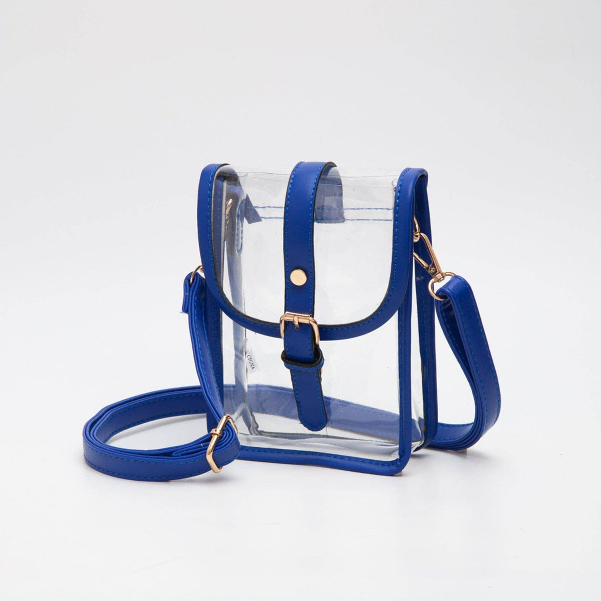 Game Day Clear Buckle Strap Mini Crossbody Bag Purse : Gold