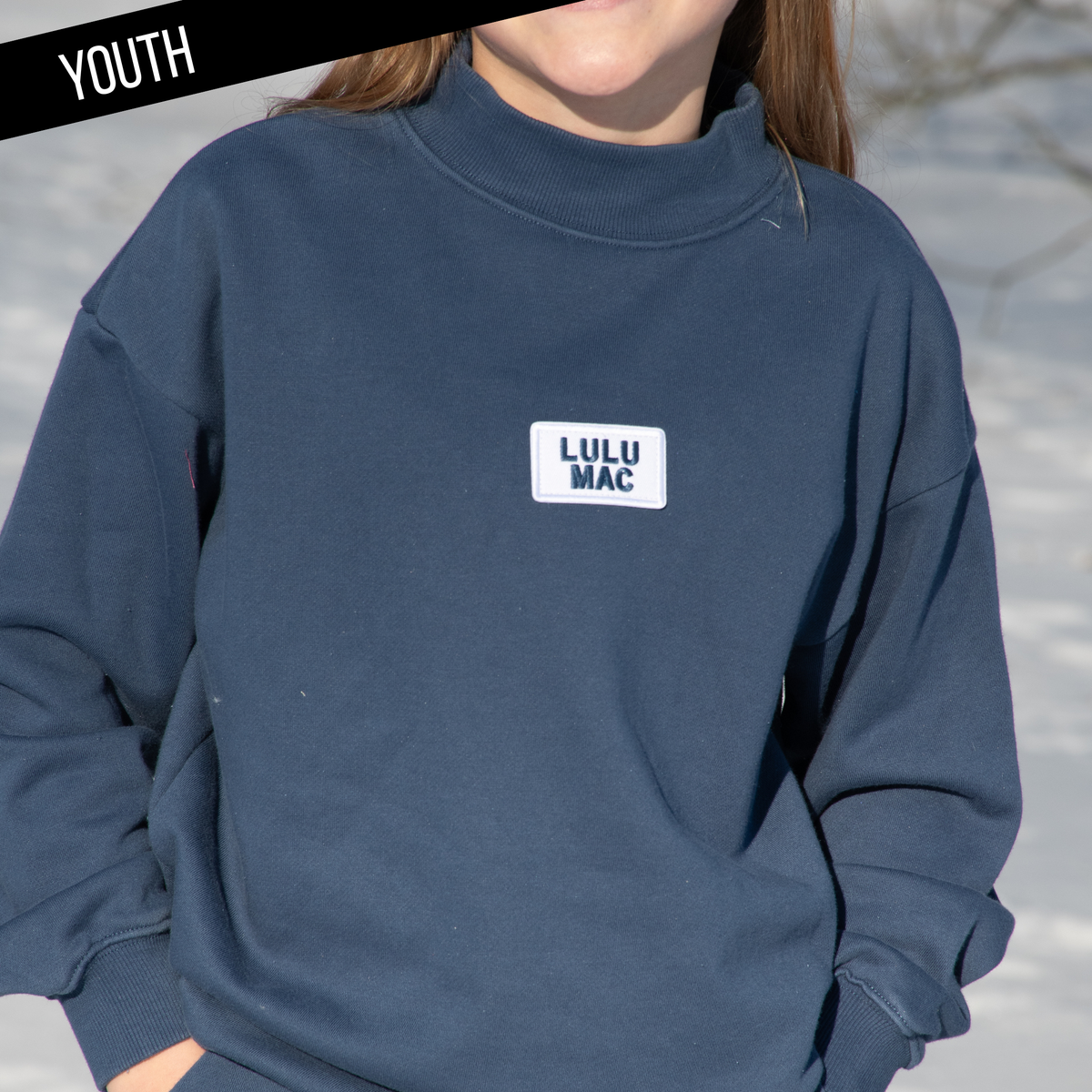 PREORDER Kids Lulu Mac Mockneck Sweatshirt : NAVY