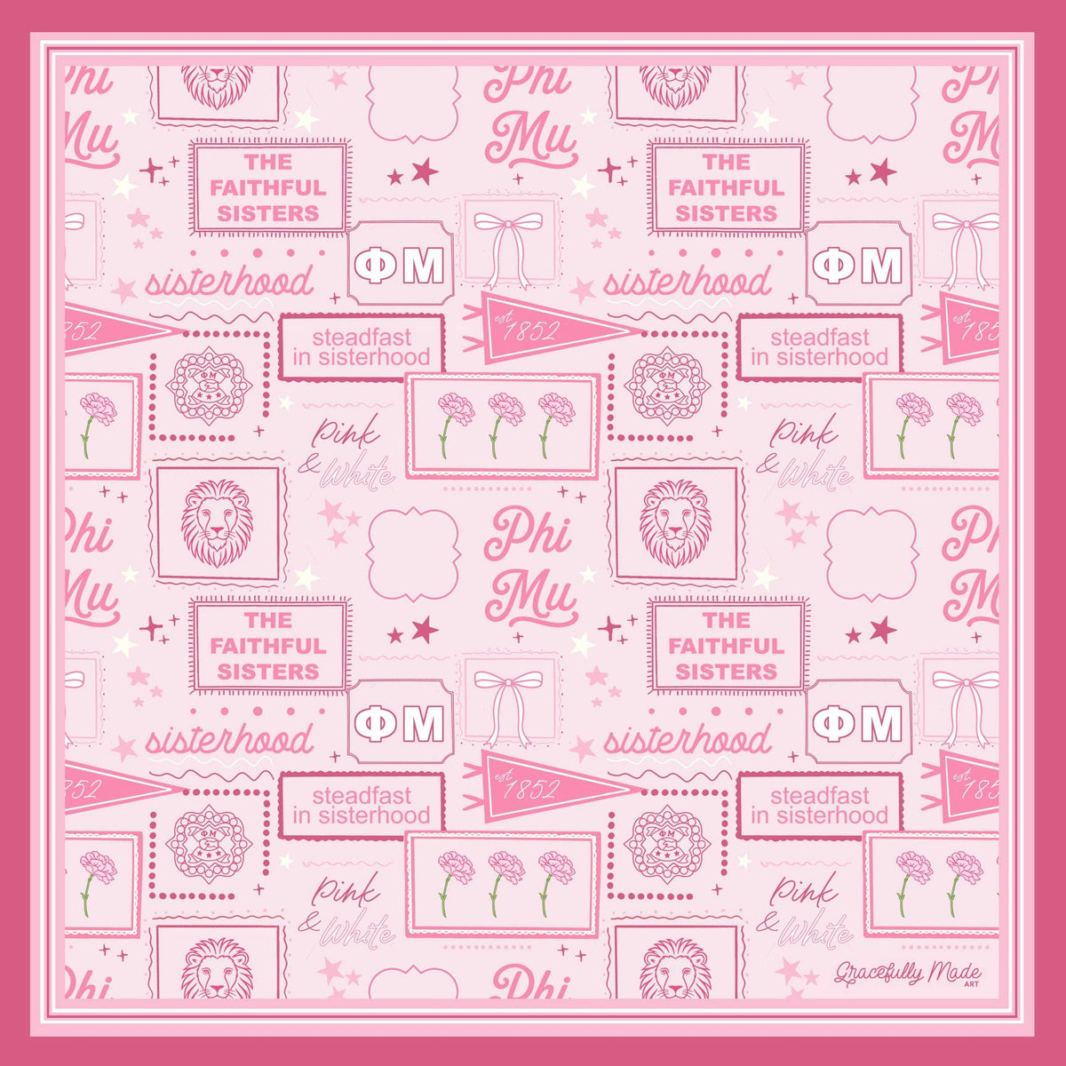 Phi Mu Sorority Silk Scarf