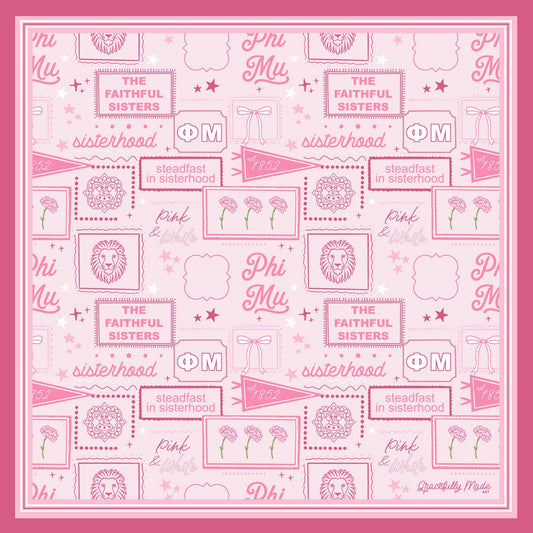Phi Mu Sorority Silk Scarf