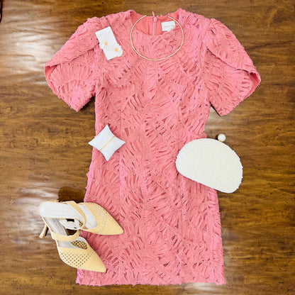 Adelyn Rae: Janice 3D Lace Mini Dress: Rose
