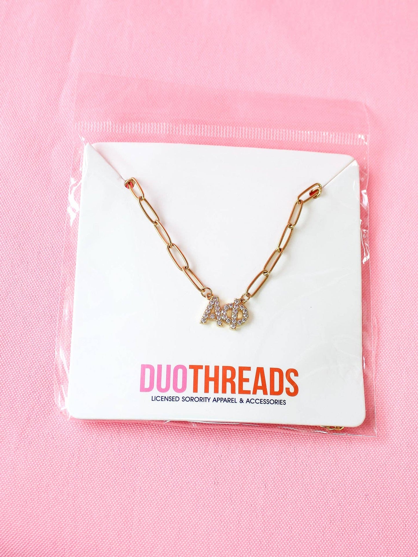 Rhinestone Sorority Necklace: ALPHA GAMMA DELTA