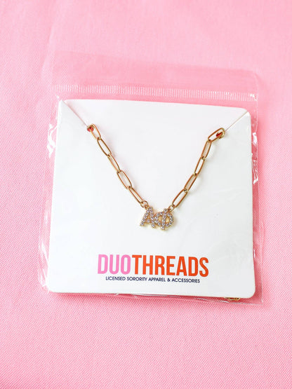 Rhinestone Sorority Necklace: ALPHA GAMMA DELTA