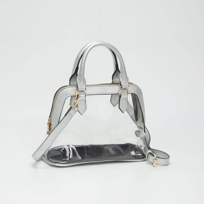 Analise Clear Satchel/Crossbody Bag: Gold Purse