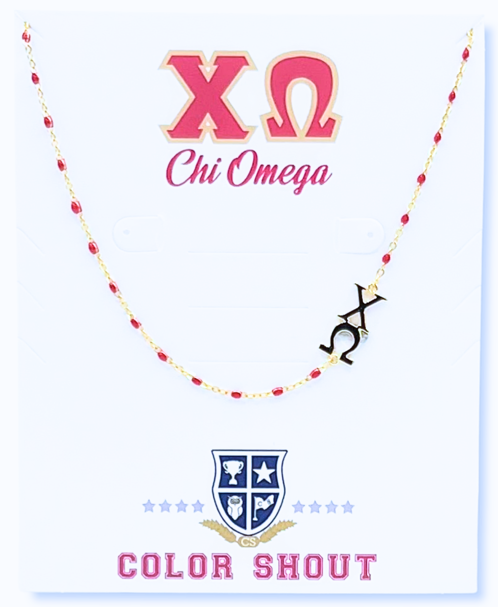 The Sorority Necklace: Side Set Greek letters on Enamel Bead Necklace: Alpha Gamma Delta