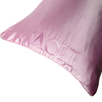 Sorority Pink Embroidered Satin Pillowcase: Phi Mu
