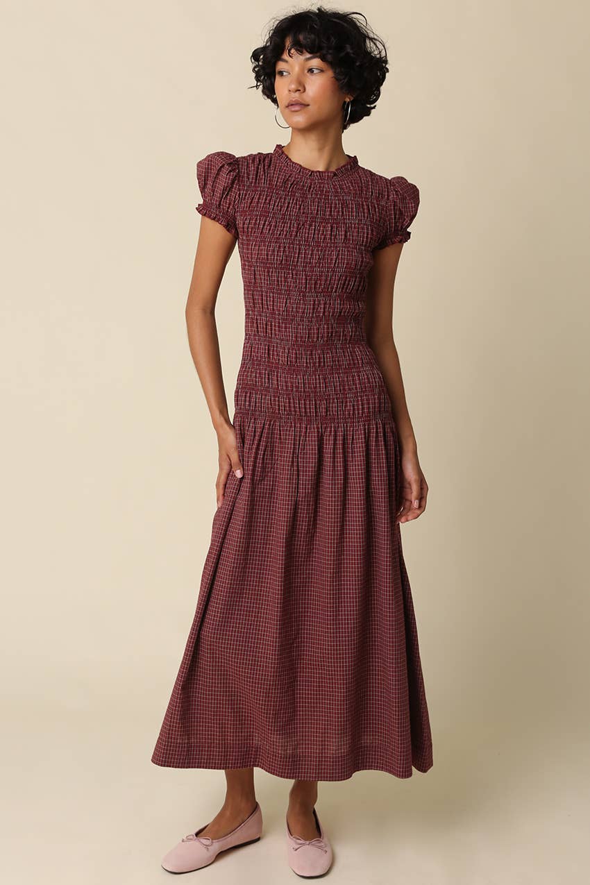 PREORDER: Brianna Smocked Maxi Dress: Blue