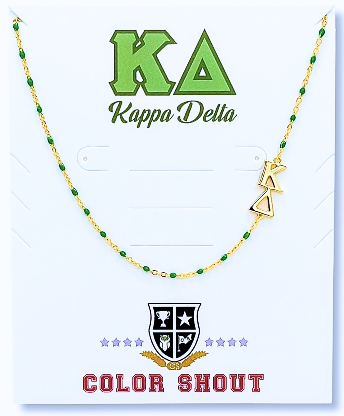 The Sorority Necklace: Side Set Greek letters on Enamel Bead Necklace: Alpha Gamma Delta