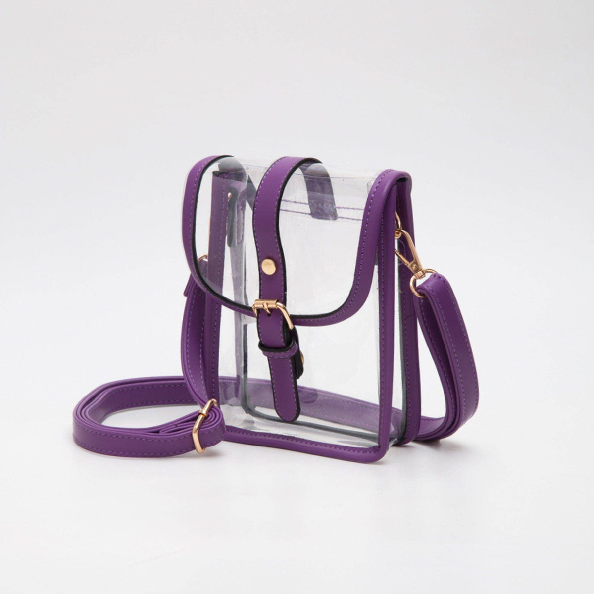 Game Day Clear Buckle Strap Mini Crossbody Bag Purse : Gold