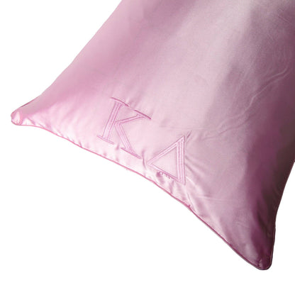 Sorority Pink Embroidered Satin Pillowcase: Phi Mu