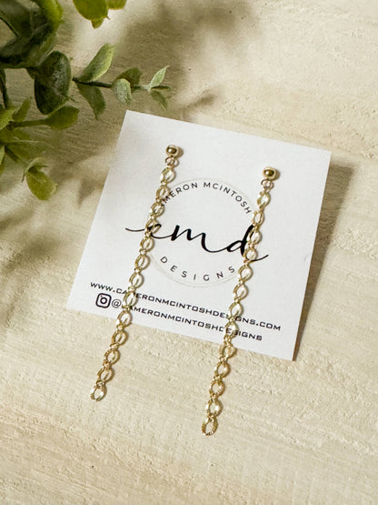 Cameron McIntosh Designs - Gold Textured Chain Duster Stud Earrings