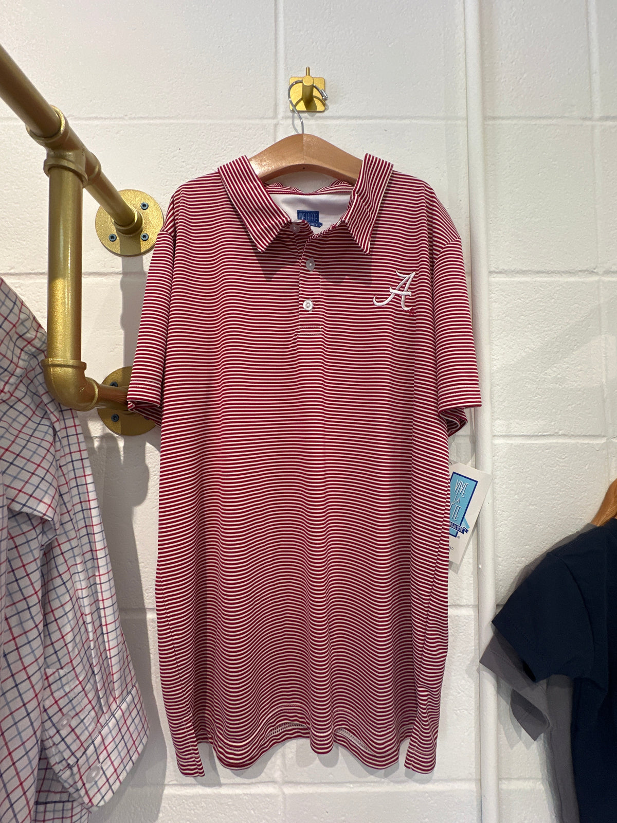 Youth Alabama Crimson Tide embroidered red stripe polo￼