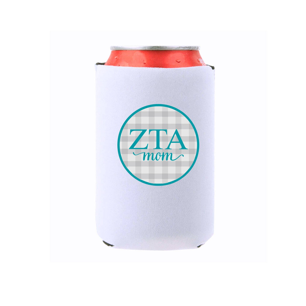 Sorority & Mom Can Coolers - Gingham Design: Slim / Phi Mu
