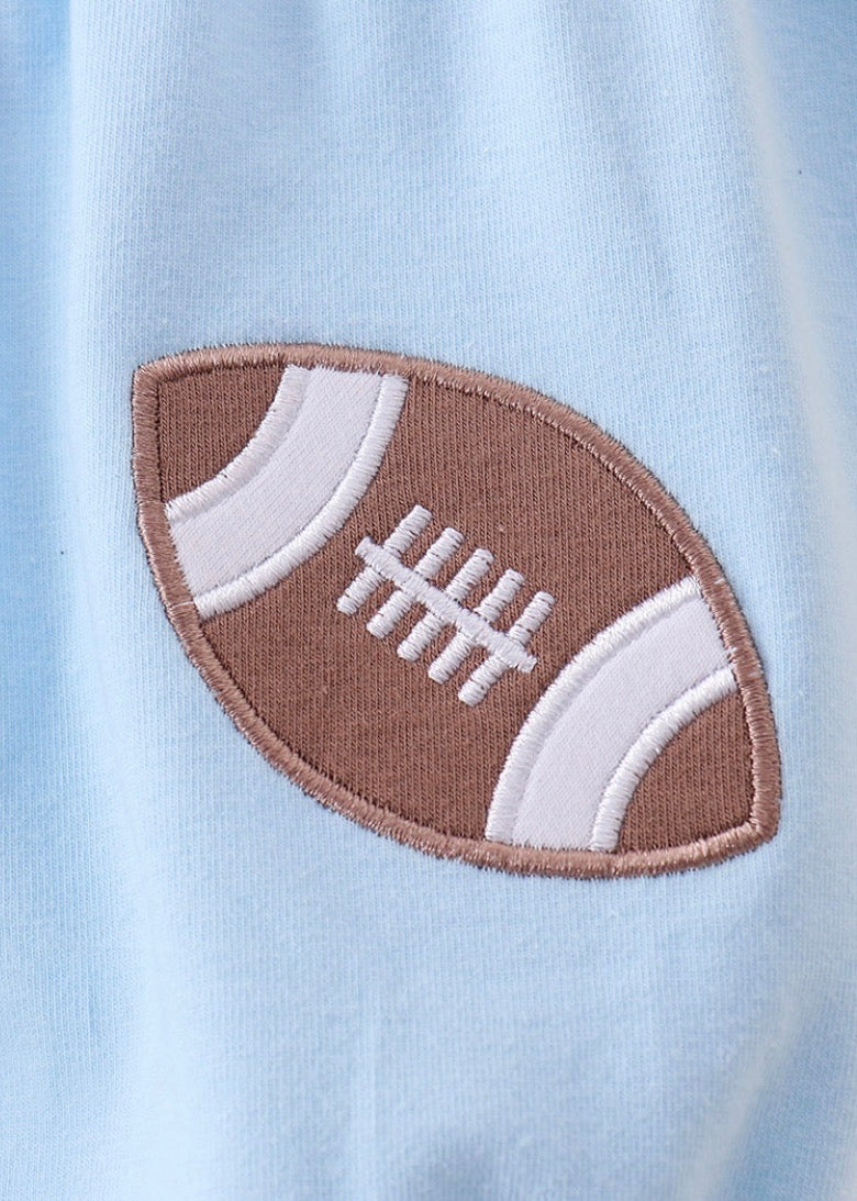 Baby Blue Football Appliqué Bubble