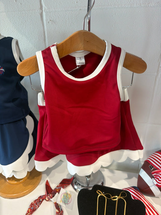 Crimson girls scalloped cheer set