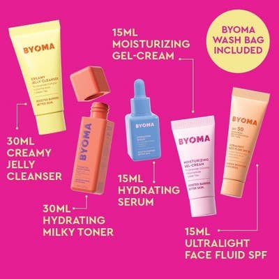 BYOMA Universal Skincare Heroes Gift Set with Makeup Bag 5pc