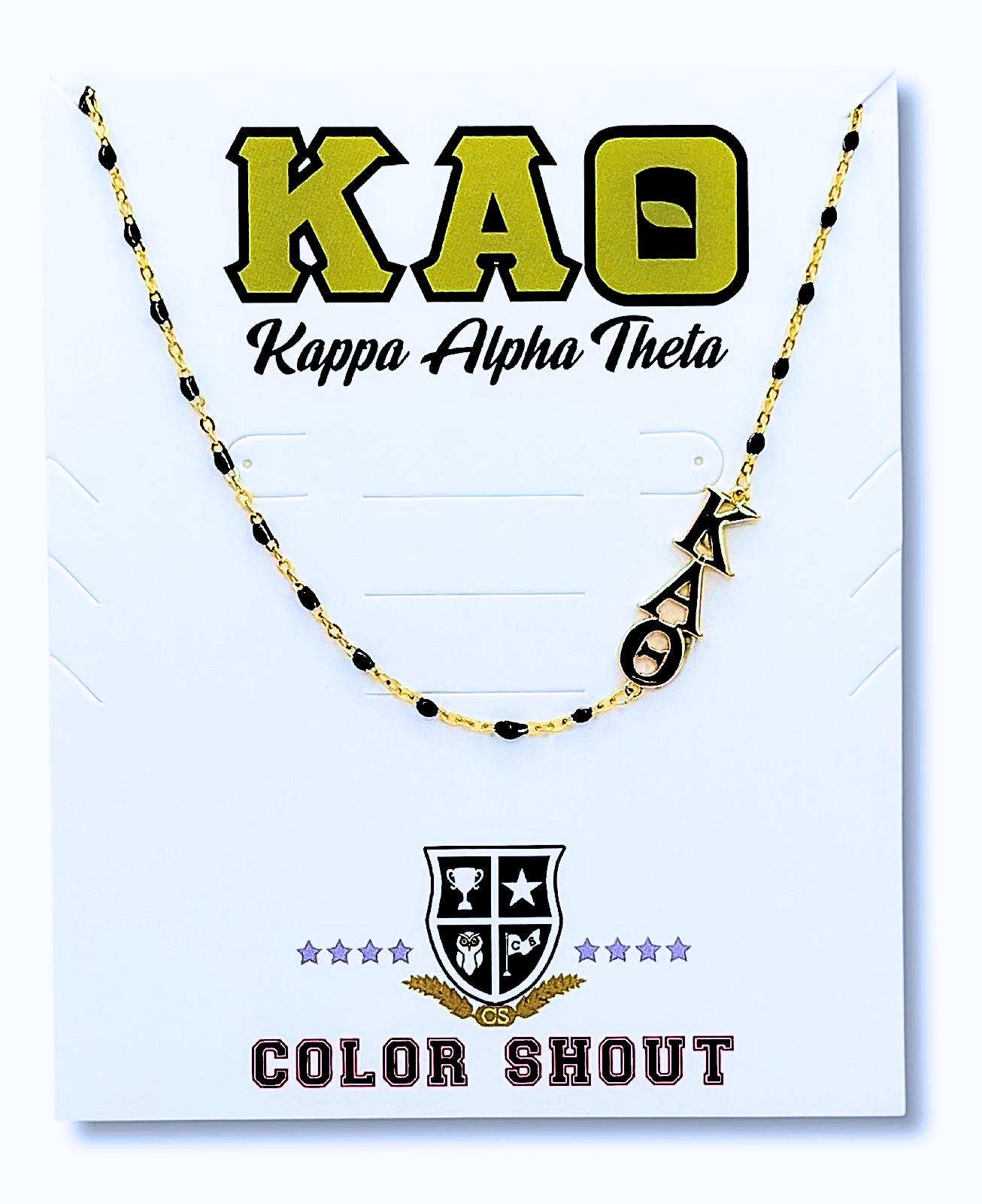 The Sorority Necklace: Side Set Greek letters on Enamel Bead Necklace: Alpha Gamma Delta