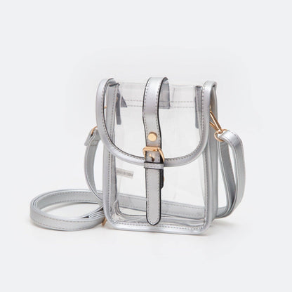 Game Day Clear Buckle Strap Mini Crossbody Bag Purse : Gold