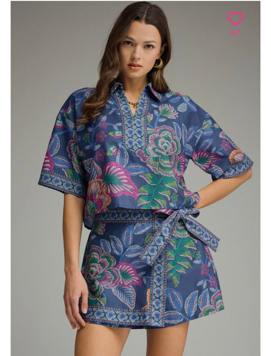 Entro Botanical Skort set : Navy