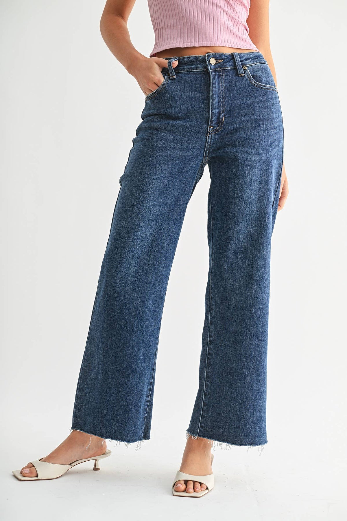 JBD - Slim Scissor Cut Wide Leg Jean - DARK DENIM