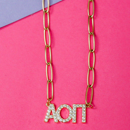 Rhinestone Sorority Necklace: ALPHA GAMMA DELTA