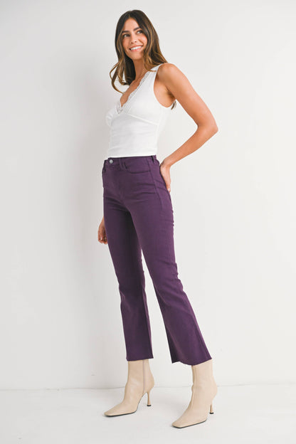 Just Black Denim- PURPLE - High Rise Tonal Crop Flare jeans