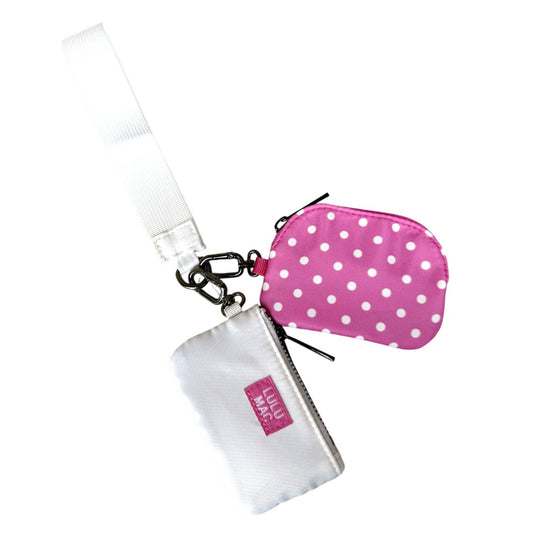 PREORDER Lulu Mac Hot Pink/White Dots Dual Pouch Wrislet