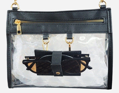Clear Gameday Crossbody Bag Purse With Sunglasses Holder: Gold
