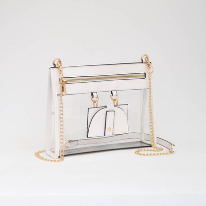 Clear Gameday Crossbody Bag Purse With Sunglasses Holder: Gold