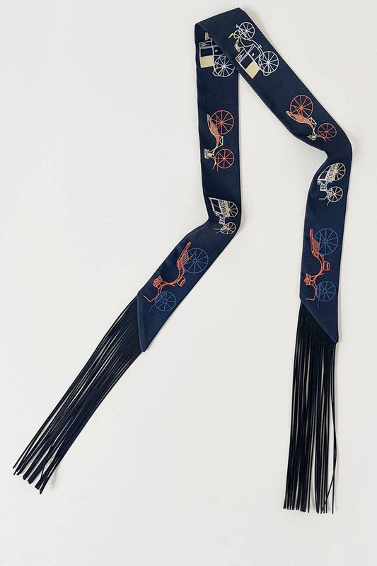 PREORDER Fringe Twilly Scarf: Navy