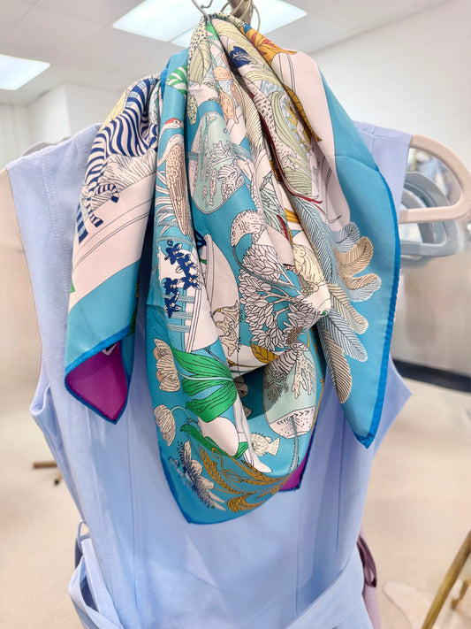 Mulberry Collective - blue / lavender double sided scarf