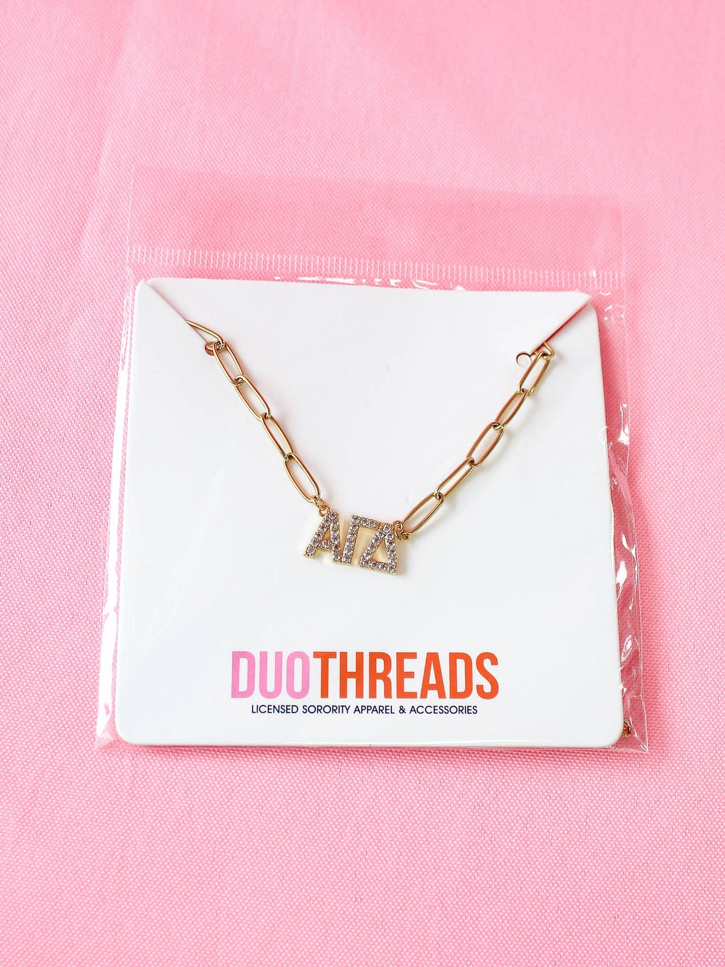 Rhinestone Sorority Necklace: ALPHA GAMMA DELTA