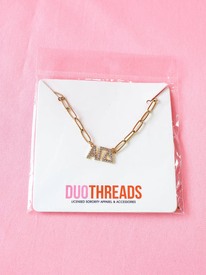 Rhinestone Sorority Necklace: ALPHA GAMMA DELTA