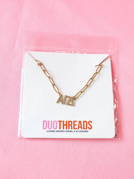 Rhinestone Sorority Necklace: ALPHA GAMMA DELTA