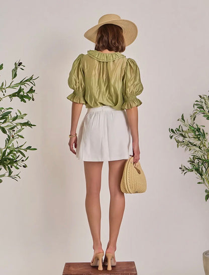 English Factory - Ruffled Short Sleeves Blouse