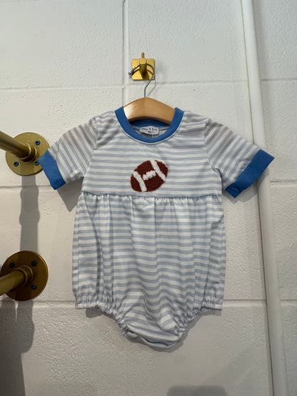Blue Striped Football Onesie