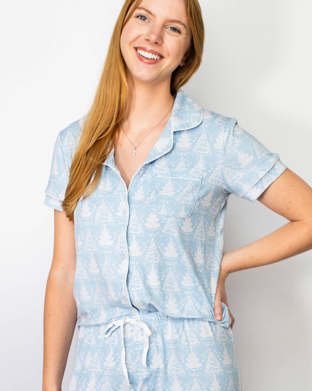 PREORDER Winter Dreams Short Sleeve Button Up Sleep Shirt