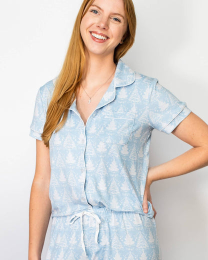 PREORDER Winter Dreams Short Sleeve Button Up Sleep Shirt