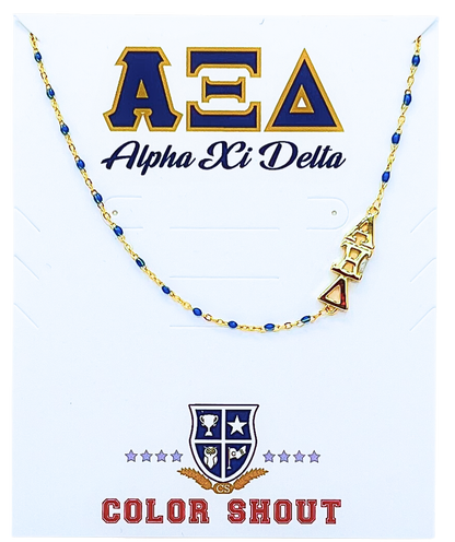 The Sorority Necklace: Side Set Greek letters on Enamel Bead Necklace: Alpha Gamma Delta