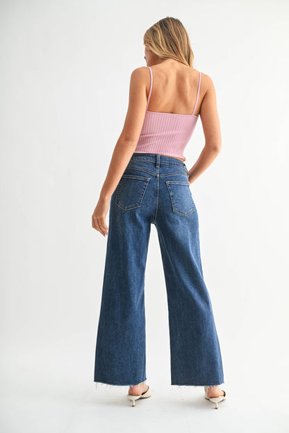 JBD - Slim Scissor Cut Wide Leg Jean - DARK DENIM