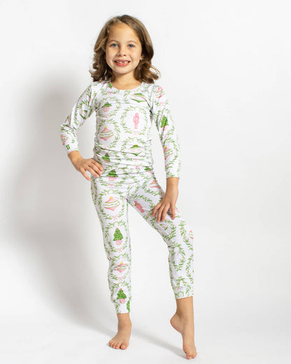 PREORDER Little Kids / Toddler Nutcracker Trellis Long Sleeve Pajamas Set