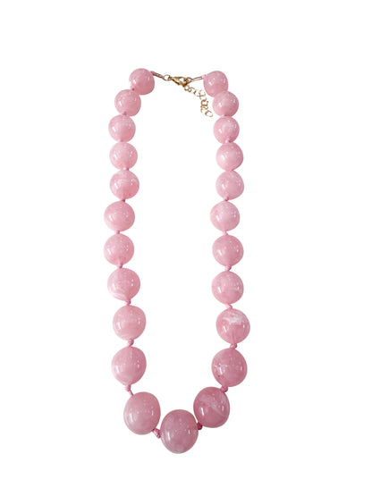Mabry Chunky Beaded Necklace- Light Pink