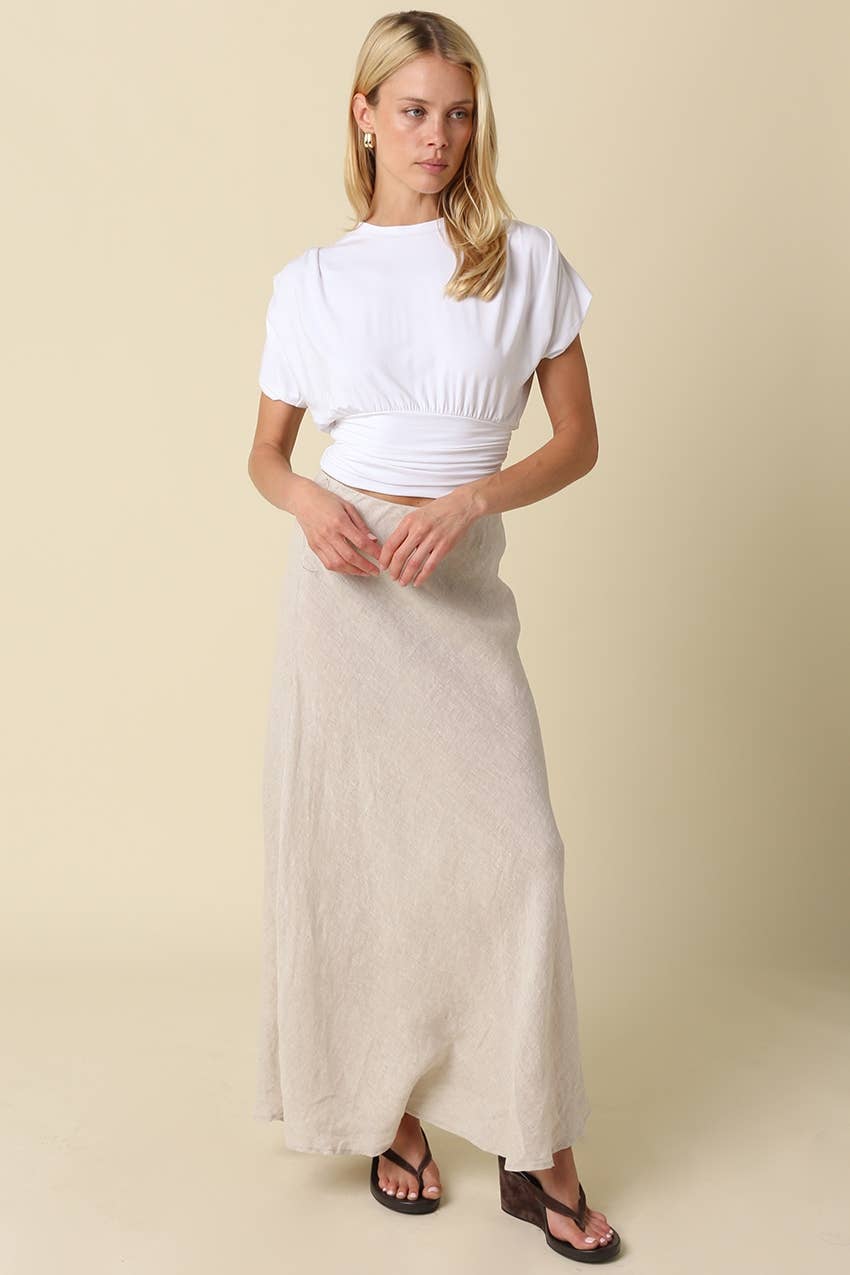 PREORDER: Sophie Cinched Ribbed Tee: Ivory