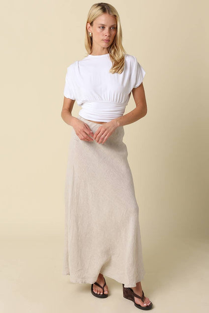 PREORDER: Sophie Cinched Ribbed Tee: Ivory