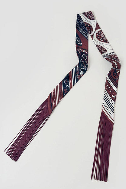 PREORDER Fringe Twilly Scarf: Wine