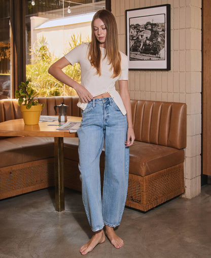 PREORDER: Lovervet by VERVET - HIGH RISE LIGHT WASH BARREL LEG JEANS