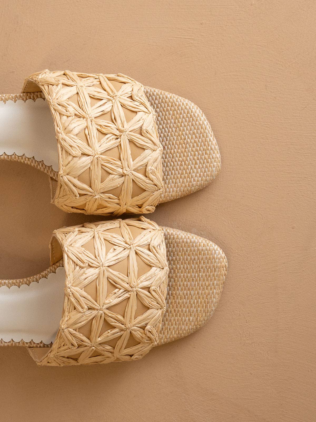 The Winona - Natural Woven Raffia Block Heel: NATURAL