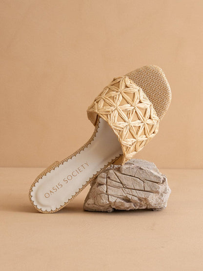 The Winona - Natural Woven Raffia Block Heel: NATURAL