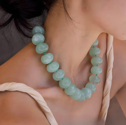 Chunky Beaded Necklace: OLIVE